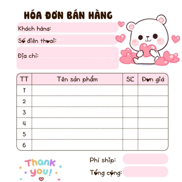 Bill Hoá Đơn Bán Hàng Mini ( 43 Mẫu - Part3) | Shopee Việt Nam