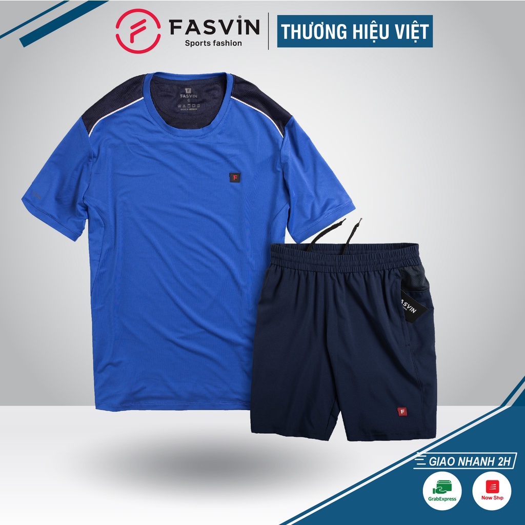 Bộ quần áo thể thao Big Size cộc tay nam Fasvin AT20163.HN chất thun cao cấp mềm mịn thoáng mát