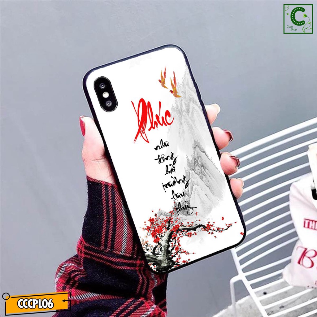 Ốp lưng iphone mặt kính in hình cực đẹp siêu bền - Chữ Phúc hoa đỏ - 6/6plus/6s/6splus/7/7plus/8/8plus/x/.....