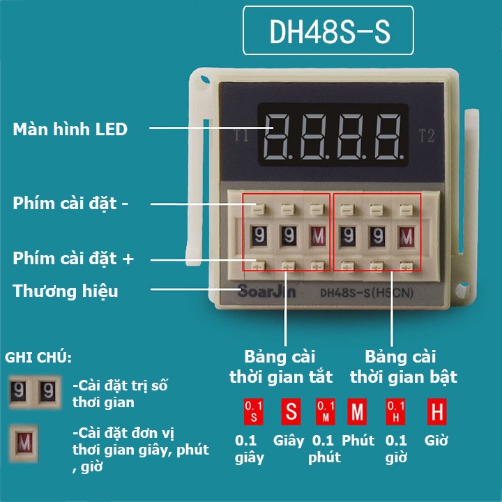 Timer hẹn giờ DH48S-S 220V luân phiên cài đặt rơ le thời gian biển ...
