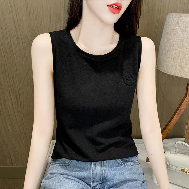 Áo Thun Cotton Không Tay Dáng Rộng Phong Cách Hàn Quốc Dành Cho Nữ