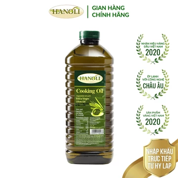 Dầu oliu nấu ăn HANOLI chai 3L chứa khoảng 75% dầu oliu siêu nguyên chất