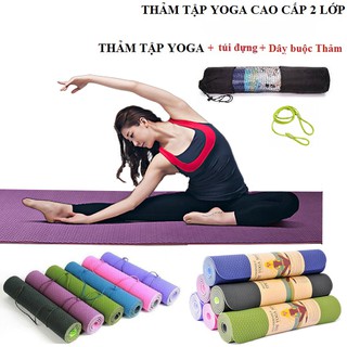 Thảm Tập Yoga,Tập Tập Gym Chất Liệu TPE 6mm 2 Lớp Đại Nam Sport + Tặng Kèm Túi Và Dây Buộc