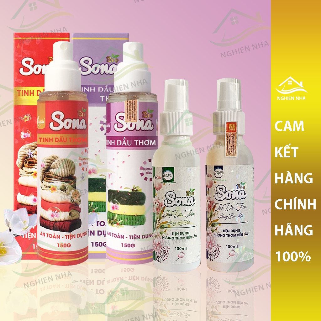 Xịt thơm quần áo xả vải khô hương nước hoa Sona 100ml/150ml lưu hương lâu 24h