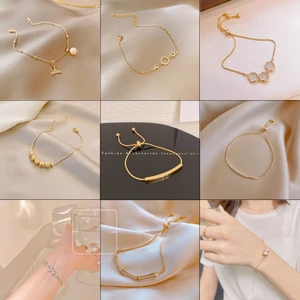 Vòng Tay Màu Vàng Hồng/Bạc Đính Đá Quý Có Thể Điều Chỉnh Kích Cỡ