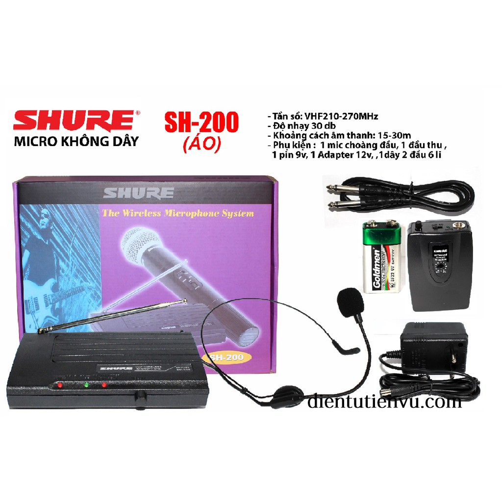 Micro Karaoke Không Dây Shure SH-200 (1 Cài áo, 1 Đeo tai) | Shopee ...