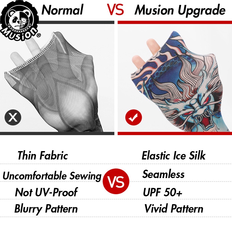 Bao cánh tay hình xăm Musion không đường may chống tia UV/ bụi bẩn tiện dụng cho nam và nữ