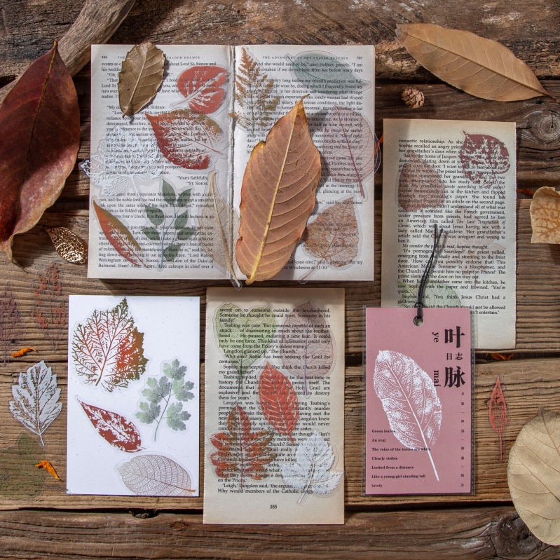 Sticker vintage hoa lá mùa thu chất liệu PVC 30 miếng dán HD170-K69 DIY Crafts, Scrapbook, Journal, Diary, Planner.