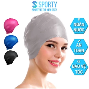 Mũ bơi người lớn nam nữ chùm tai SPORTY CA33 chất liệu silicone dùng được cho bé trên 6t