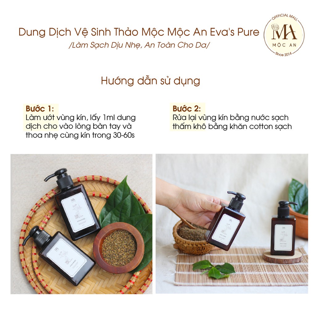 Mô tả Dung Dịch Vệ Sinh Thảo Mộc Mộc An Eva's Pure Làm Sạch Dịu Nhẹ, An Toàn Cho Da 150ml - 6