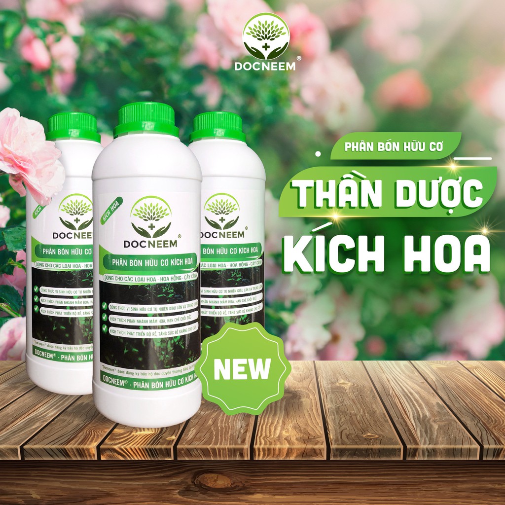 Ảnh Phân bón hữu cơ kích hoa DOCNEEM cho hoa hồng, hoa lan, cây cảnh làm vườn, dung tích 1 lít 1