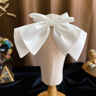 Kẹp tóc hình nơ Satin màu trắng thanh lịch thời trang cho cô dâu
