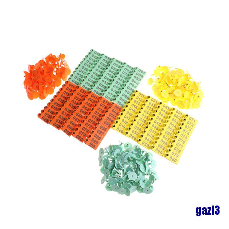 Bộ 100 Thẻ Nhựa Đánh Dấu Số Tai Động Vật / Gia Cầm / Heo / Heo