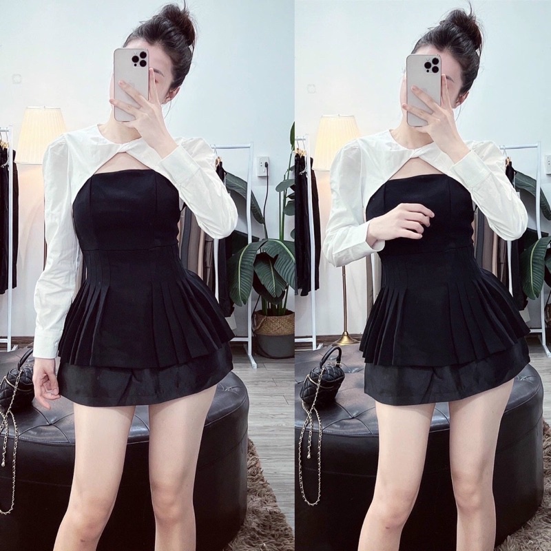 [Ảnh Thật ]Áo sơ mi chiết eo cổ tròn dài tay nữ tôn dáng siêu sang