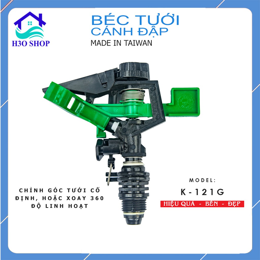 Béc tưới cánh đập chỉnh góc TAIWAN  phi 21, béc tưới cây diện rộng