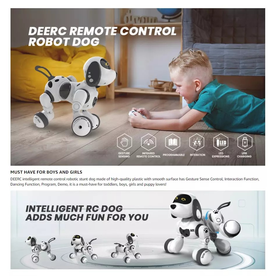 Đồ Chơi Robot DEERC Cho Trẻ Em Điều Khiển Từ Xa Robot Lập Trình Robot Điều Khiển Từ Xa Thông Minh Cho Chó Với Cảm Biến C