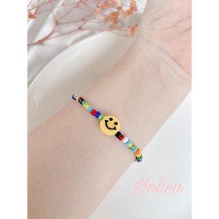 Vòng tay handmade hạt cườm nhiều màu và mặt cười xinh xắn