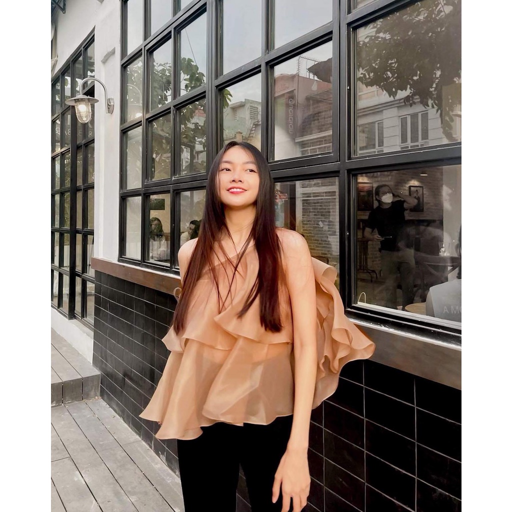 ÁO HAI DÂY CỘT CHẤT ORGANZA BỒNG BỀNH XINH XẮN - ANN TOP