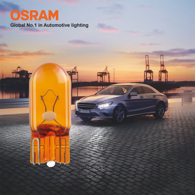 Combo 2 Bóng Đèn Chân Ghim Nhỏ 1 Tim OSRAM Original T10 WY5W 12V 5W Màu Vàng