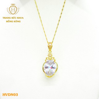 Dây Chuyền, Vòng Cổ Nữ Mặt Đính Đá Trắng Xi Mạ Vàng Non Cao Cấp - Trang Sức Hava Hong Kong - HVDN03