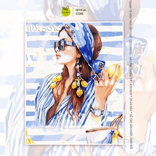 Tranh tô màu số hóa Madoca có khung 40x50cm quý cô kiêu kì T5018