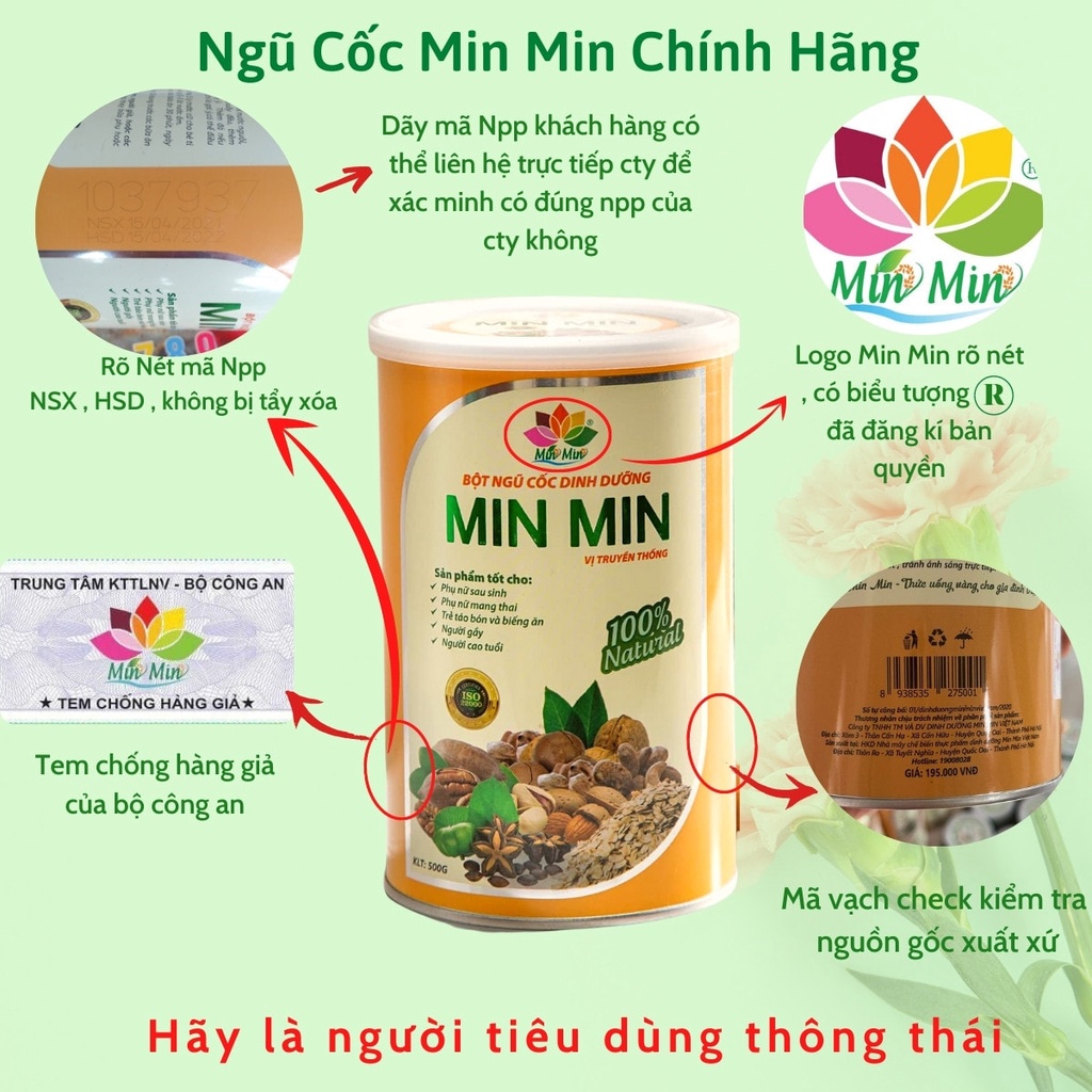 Ảnh 2 Hộp Ngũ Cốc  Min Min Bổ Sung Dinh Dưỡng Cho Gia Đình - ngũ cốc lợi sữa, ngũ cốc bầu 2