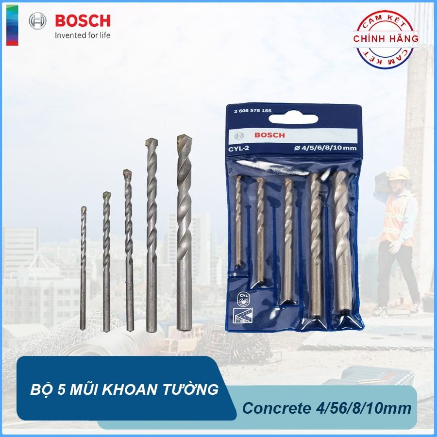 Bộ 5 mũi khoan tường Bosch 4/5/6/8/10mm 2608578155