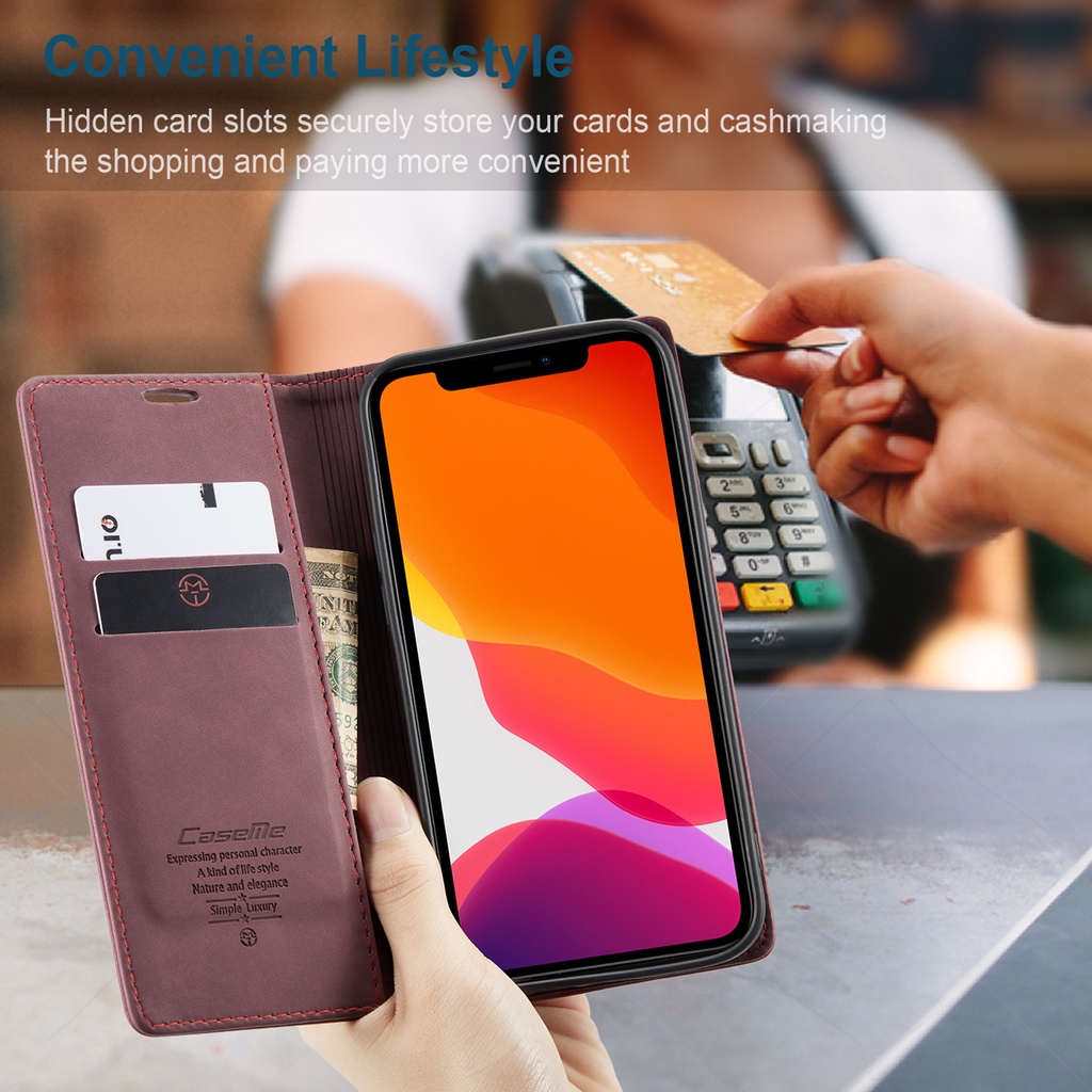 Bao da điện thoại nắp lật từ tính mặt nhám nhiều ngăn đựng thẻ thích hợp cho iPhone 13 12 11 Pro XS Max XR
