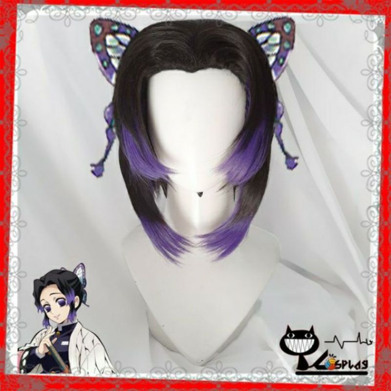 sẵn] Wig/tóc giả cosplay Kochou Shinobu - Kimetsu no yaiba màu đen ...