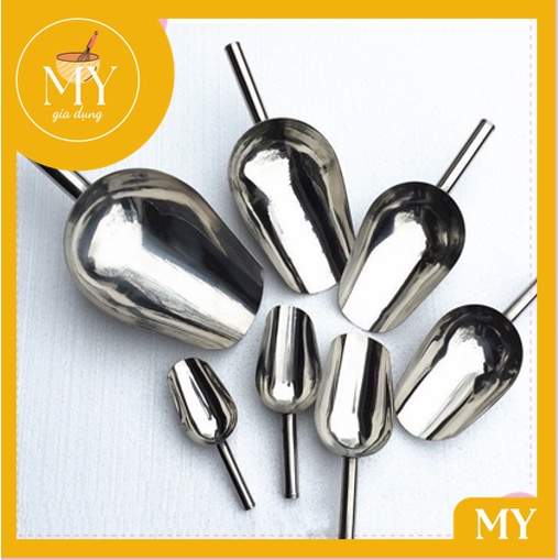 Dụng Cụ xúc đá, xẻng xúc đá ,xúc gạo inox 304 cao cấp sáng bóng có nhiều size