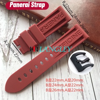 Dây đeo đồng hồ cao su silicon mềm cho Panerai 24mm Dây đeo đồng hồ nam chống nước Vòng đeo tay thể thao có khóa chốt PAM368 / 389 / 111 / 351