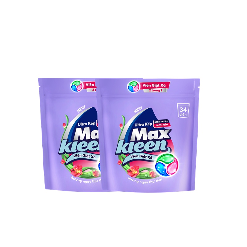 Ảnh Combo 2 Túi Viên Giặt Xả MaxKleen hương ngày thư thái (34 viên/túi) 1