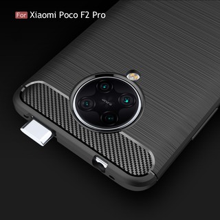 Ốp điện thoại bảo vệ lưng mỏng chống sốc bằng sợi Carbon mềm Xiaomi Poco F2 Pro