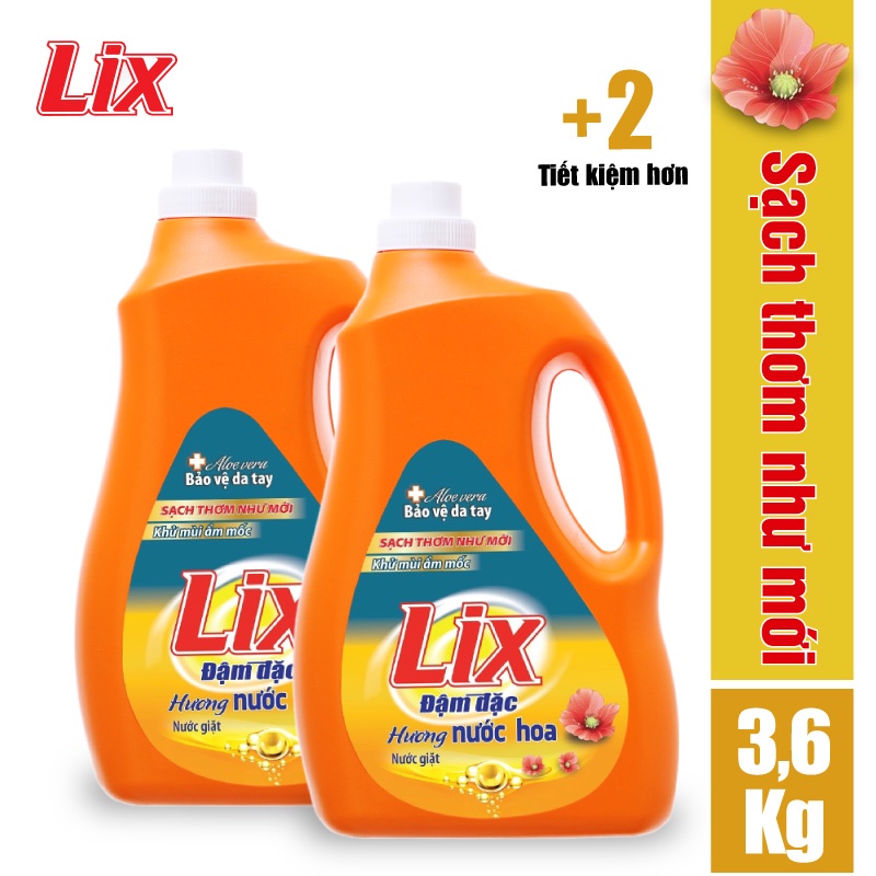 [Mã BMLTA35 giảm đến 35K đơn 99K] Combo 2 chai nước giặt LIX hương nước hoa (2 chai x 3.6kg) NGH10