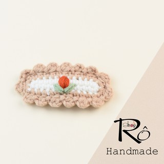 Kẹp tóc len xinh viền hoa nhiều màu cho nữ và bé gái 6.5cm |Cặp tóc Hàn Quốc |Shop Rô Handmade