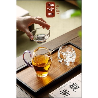 Tống thủy tinh dáng tròn trong suốt quay tím tinh tế - dung tích 40ml