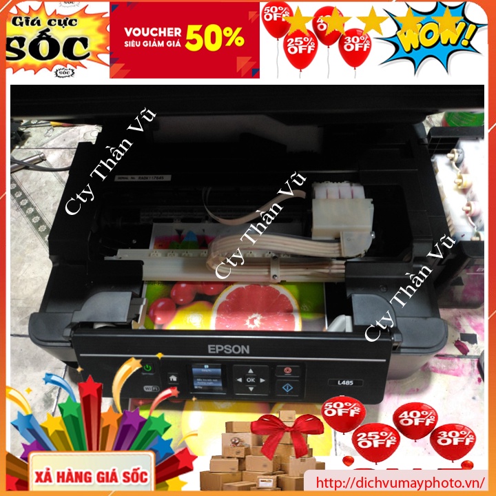 Máy in màu cũ đa năng Epson L485 in wifi photocopy scan đầy đủ có bảo ...