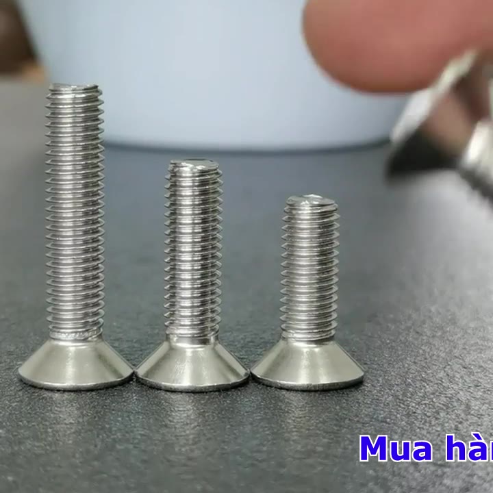 Set 10 con Ốc - Bulong Lục Giác Inox đầu bằng 304 M3 M4 M5 M6 Cạnh vát ...