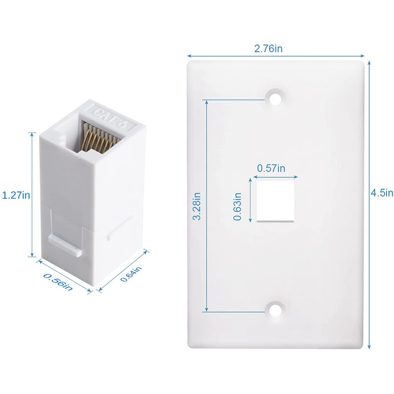 [Còn hàng] Tấm tường Ethernet 1 cổng, Tấm tường Jack Keystone với RJ45 Keystone Nữ sang Nữ Khớp nối nội tuyến