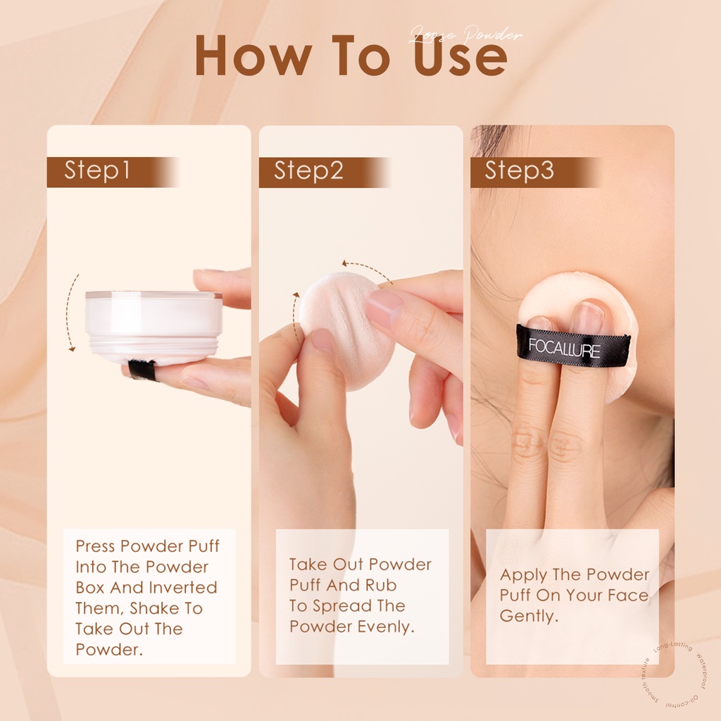 Ảnh Phấn phủ FOCALLURE trang điểm nền 3 màu sắc tùy chọn 7g 2