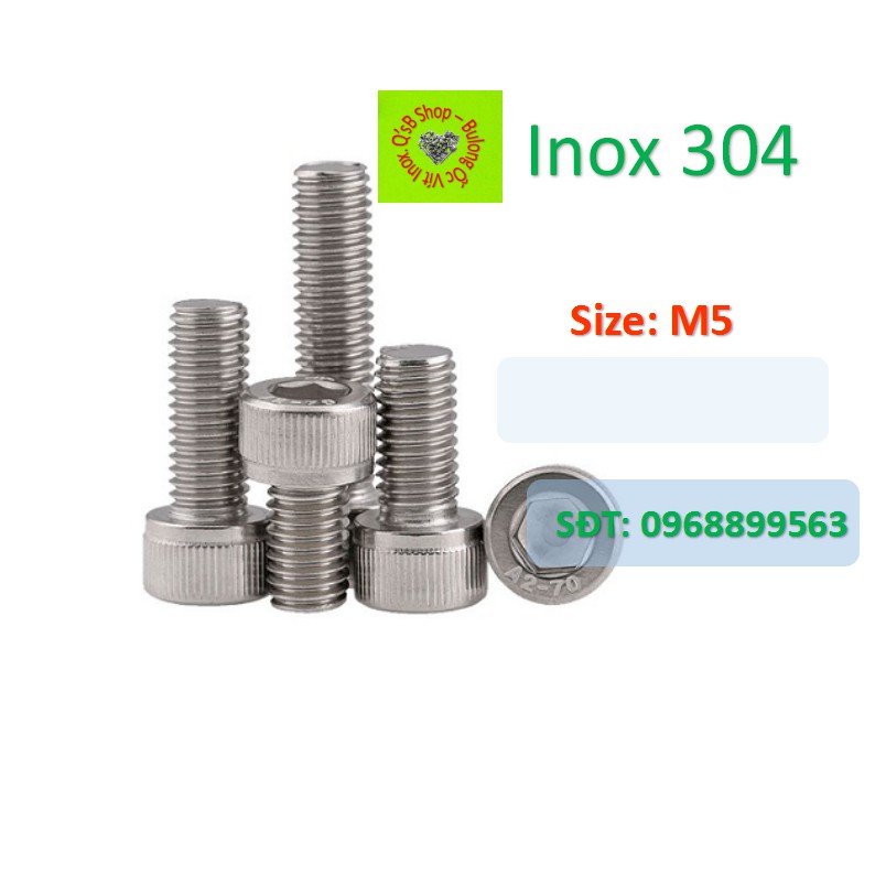 Bulong lục giác chìm đầu trụ size M5 inox | Shopee Việt Nam