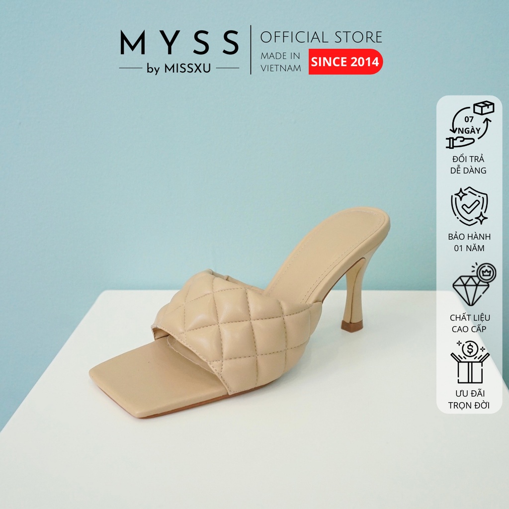 Giày guốc sục nữ MYSS chần ô gót nhọn thời trang 7cm - SU54