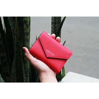 Ví Da HAVIAS Da Saffiano Ý nhập khẩu gập ba mini ví da nam nữ unisex nhỏ gọn HEART2