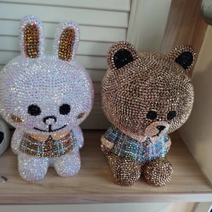 Gấu nâu, Thỏ trắng đính đá handmade thời thượng