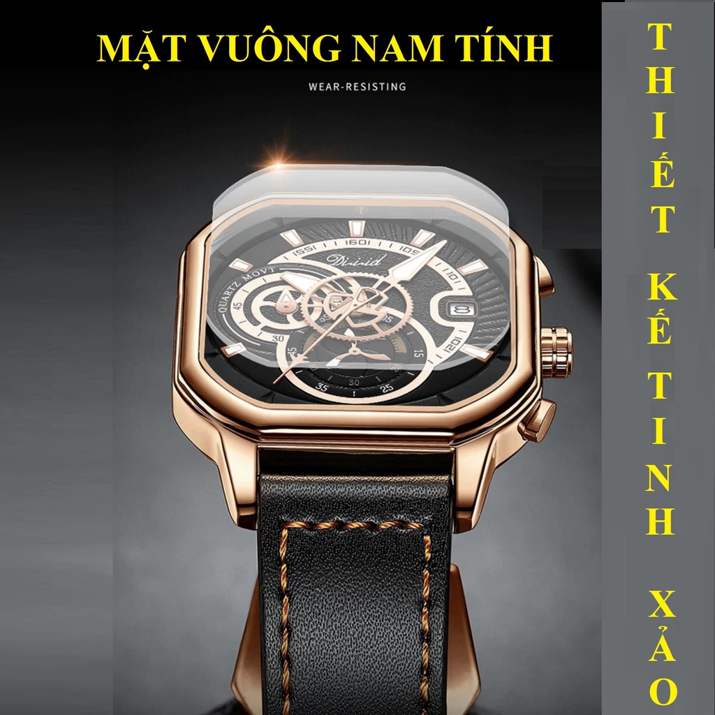Mô tả Đồng hồ nam kiểu dáng thể thao DIZIZID chính hãng dây da có lịch ngày - Thiết kế hiện đại và cá tính DZS89 - 5