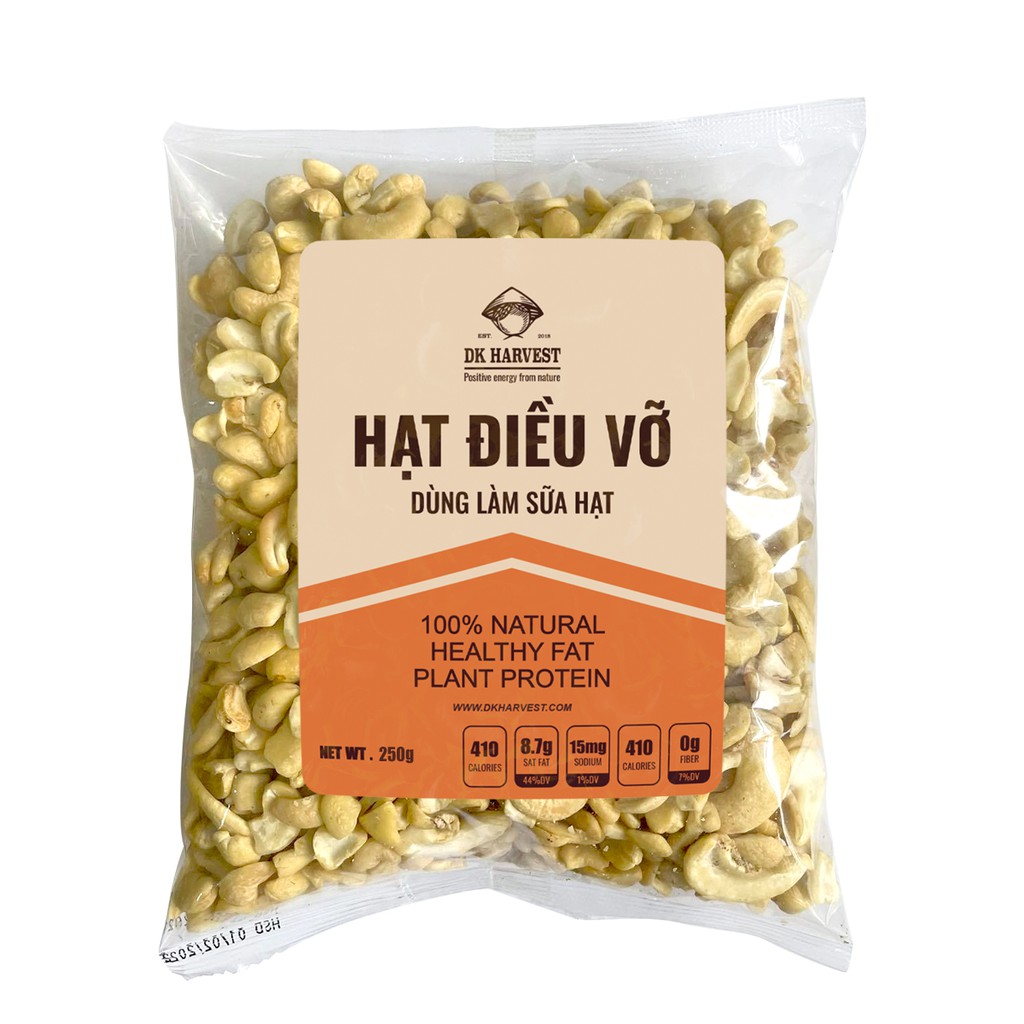 Ảnh Hạt Điều Tách Vỏ Loại Vỡ DK Harvest - Túi 250g, 500g - Hạt dinh dưỡng tác dụng giảm cân, làm sữa, chế biến granola 2
