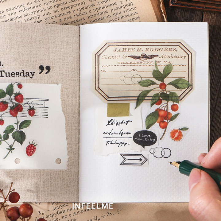 Sticker vintage set 20 miếng HD18-K72 mẫu hình hoa khô trang trí sổ tay Bullet Journal DIY Scrapbook
