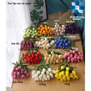 Hoa Giả 🌺 Hoa Tuy Líp Cao Su Lá Xoăn Bông Nhỏ
