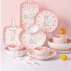 Bộ bát đĩa thỏ hồng cao cấp