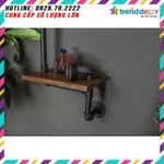 kệ treo tường gỗ 3 tầng kệ ống nước decor vintage bằng ống sắt độc lạ bền đẹp trang trí phòng khách sáng tạo — ảnh 4